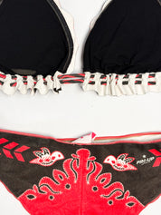 Pin-Up Stars 2000s Red Boho Western Triangle Bikini - S