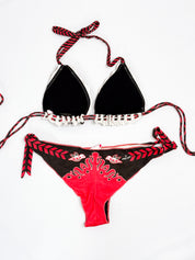Pin-Up Stars 2000s Red Boho Western Triangle Bikini - S