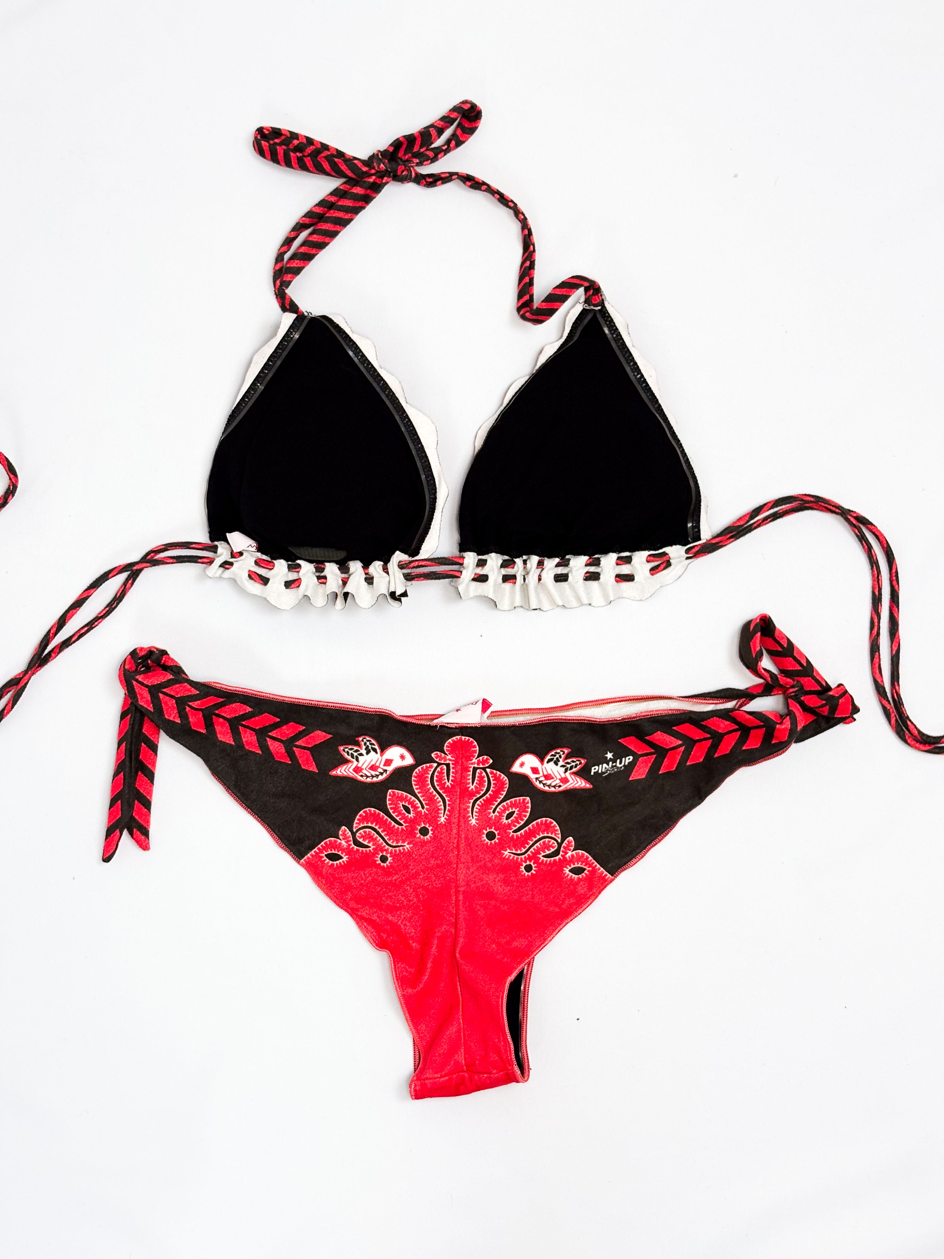 Pin-Up Stars 2000s Red Boho Western Triangle Bikini - S