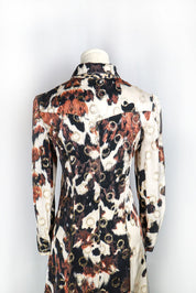 Roberto Cavalli 2000s Cow Print Shirt Dress with Gold Ring Accents