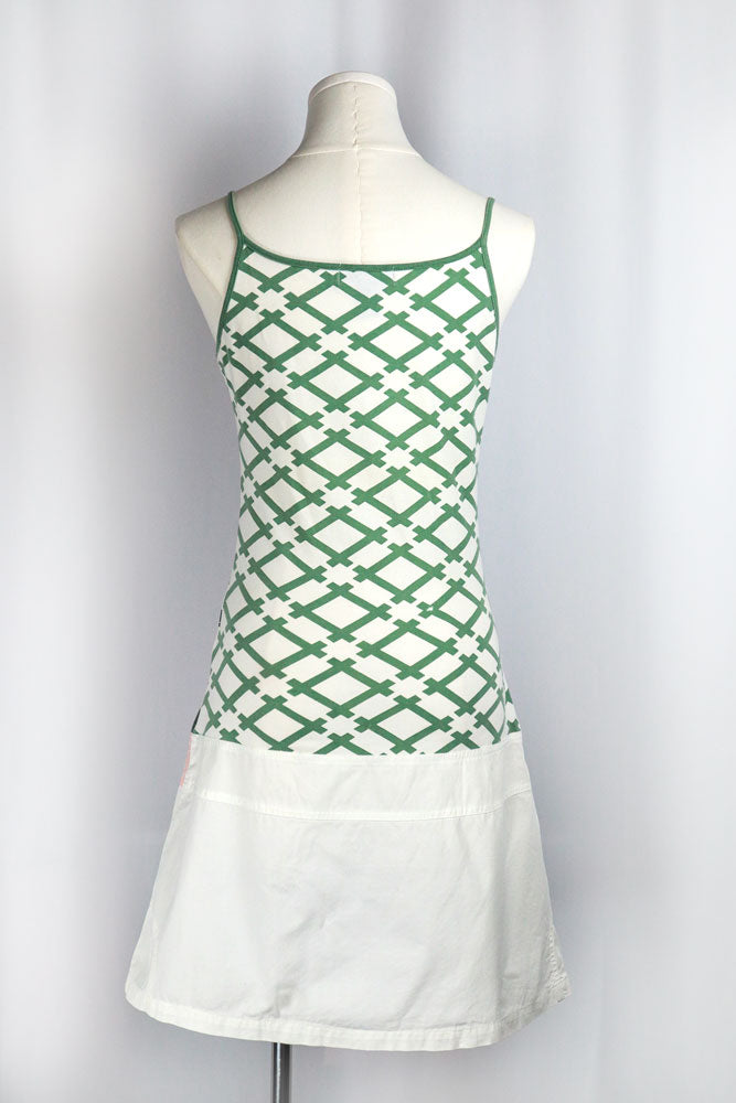 Custo Barcelona 2000s Green and Pink Graphic Drop Waist Mini Dress