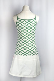 Custo Barcelona 2000s Green and Pink Graphic Drop Waist Mini Dress