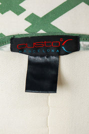 Custo Barcelona 2000s Green and Pink Graphic Drop Waist Mini Dress