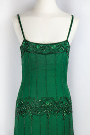 Vintage Silk Green Beaded Mini Dress