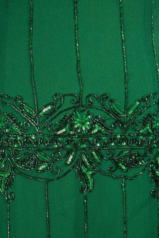 Vintage Silk Green Beaded Mini Dress