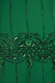 Vintage Silk Green Beaded Mini Dress