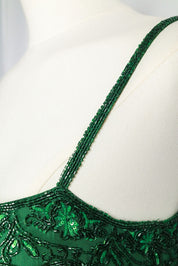 Vintage Silk Green Beaded Mini Dress