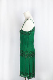 Vintage Silk Green Beaded Mini Dress