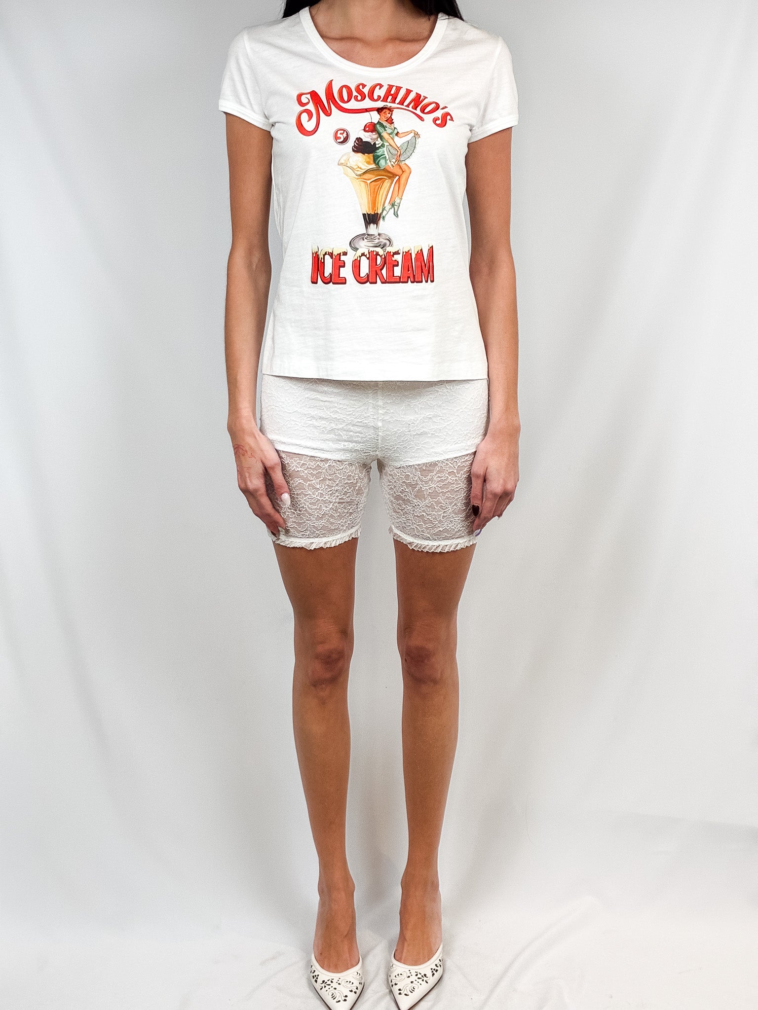 Moschino Couture Ice Cream Pin-Up Graphic Tee - M