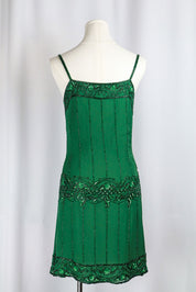 Vintage Silk Green Beaded Mini Dress