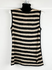 Ferre Studio 2000s Black Cream Stripe Mohair Blend Turtleneck Vest - S