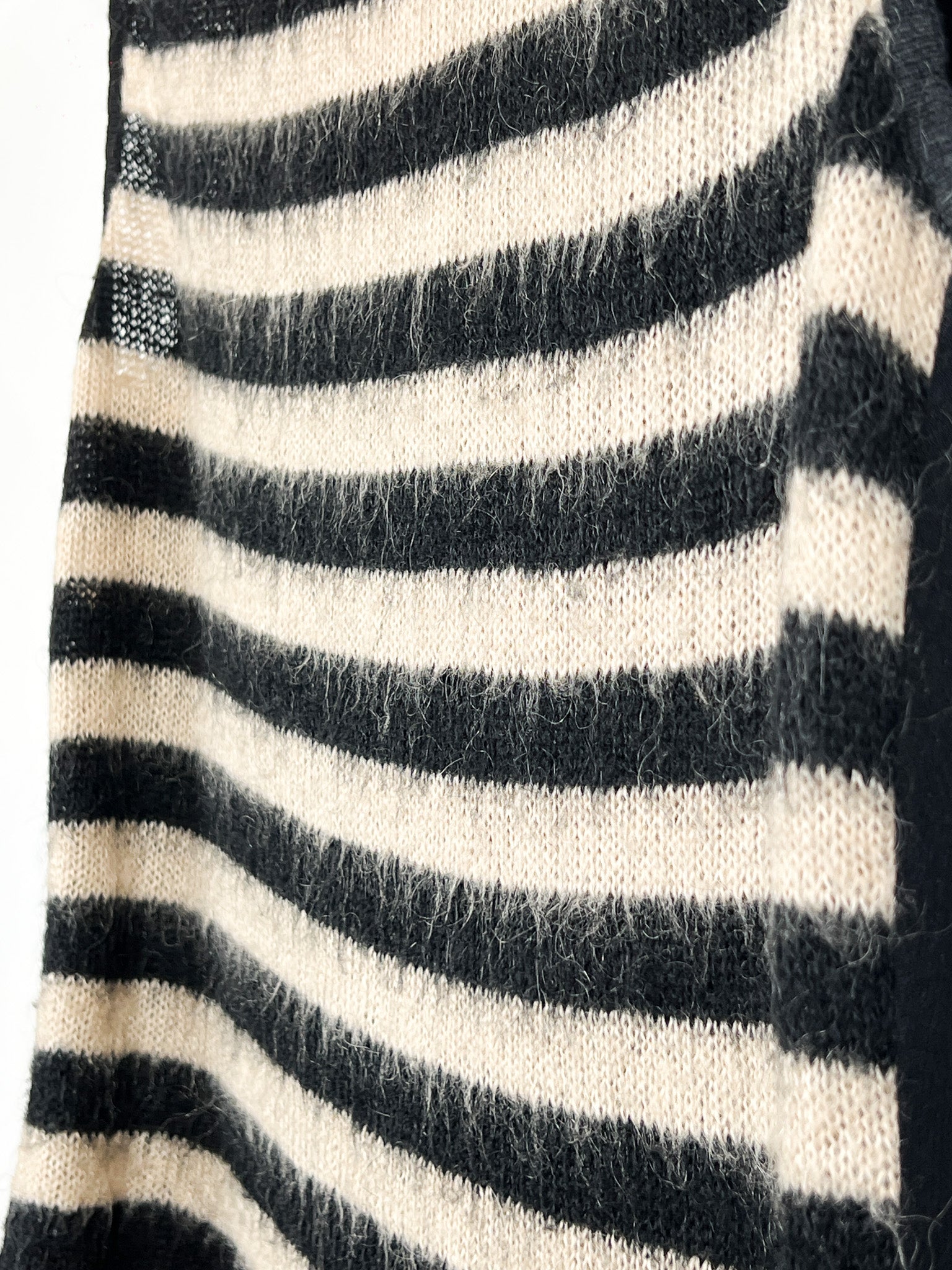 Ferre Studio 2000s Black Cream Stripe Mohair Blend Turtleneck Vest - S