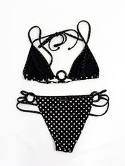 D&G Dolce & Gabbana 2000s Black and White Polka Dot Bikini Set - S