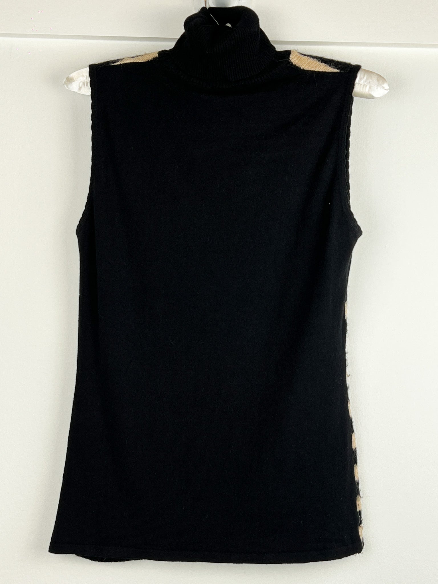 Ferre Studio 2000s Black Cream Stripe Mohair Blend Turtleneck Vest - S