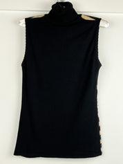 Ferre Studio 2000s Black Cream Stripe Mohair Blend Turtleneck Vest - S