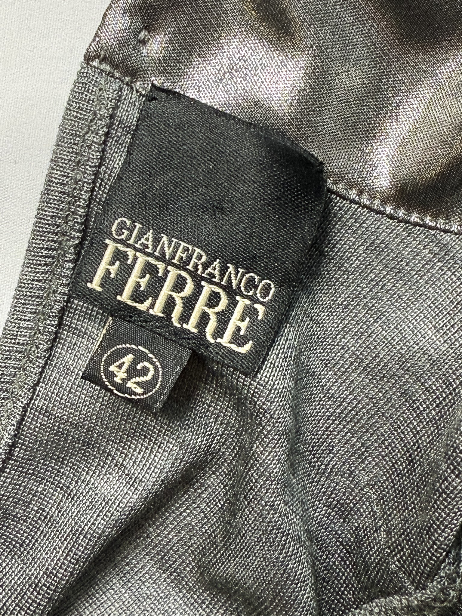 Gianfranco Ferré 2000s Pewter Metallic Mock Neck Top - S/M