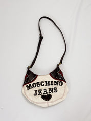 Moschino Jeans 2000s Studded Spellout Leather Shoulder Bag