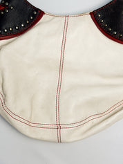 Moschino Jeans 2000s Studded Spellout Leather Shoulder Bag
