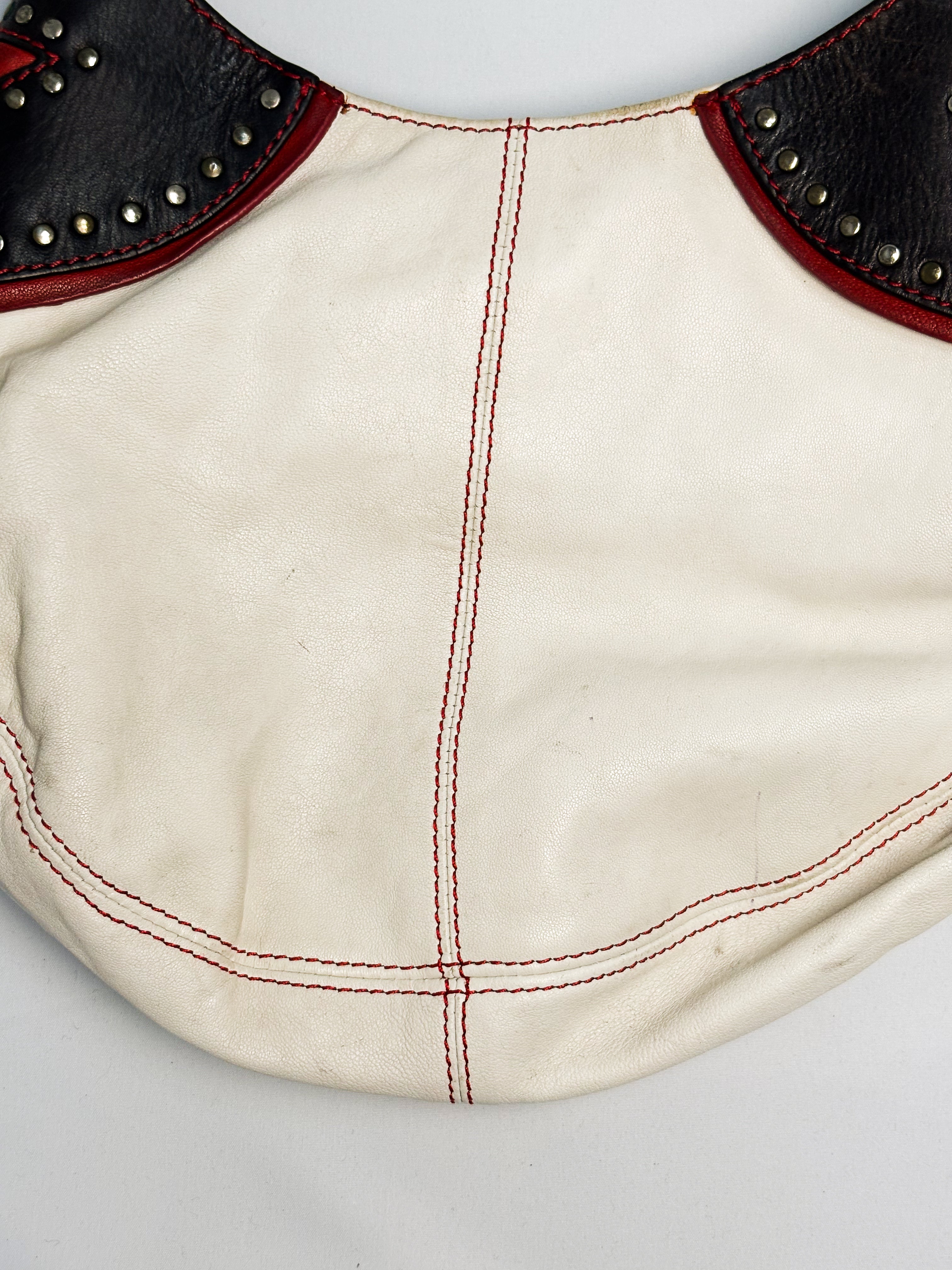 Moschino Jeans 2000s Studded Spellout Leather Shoulder Bag