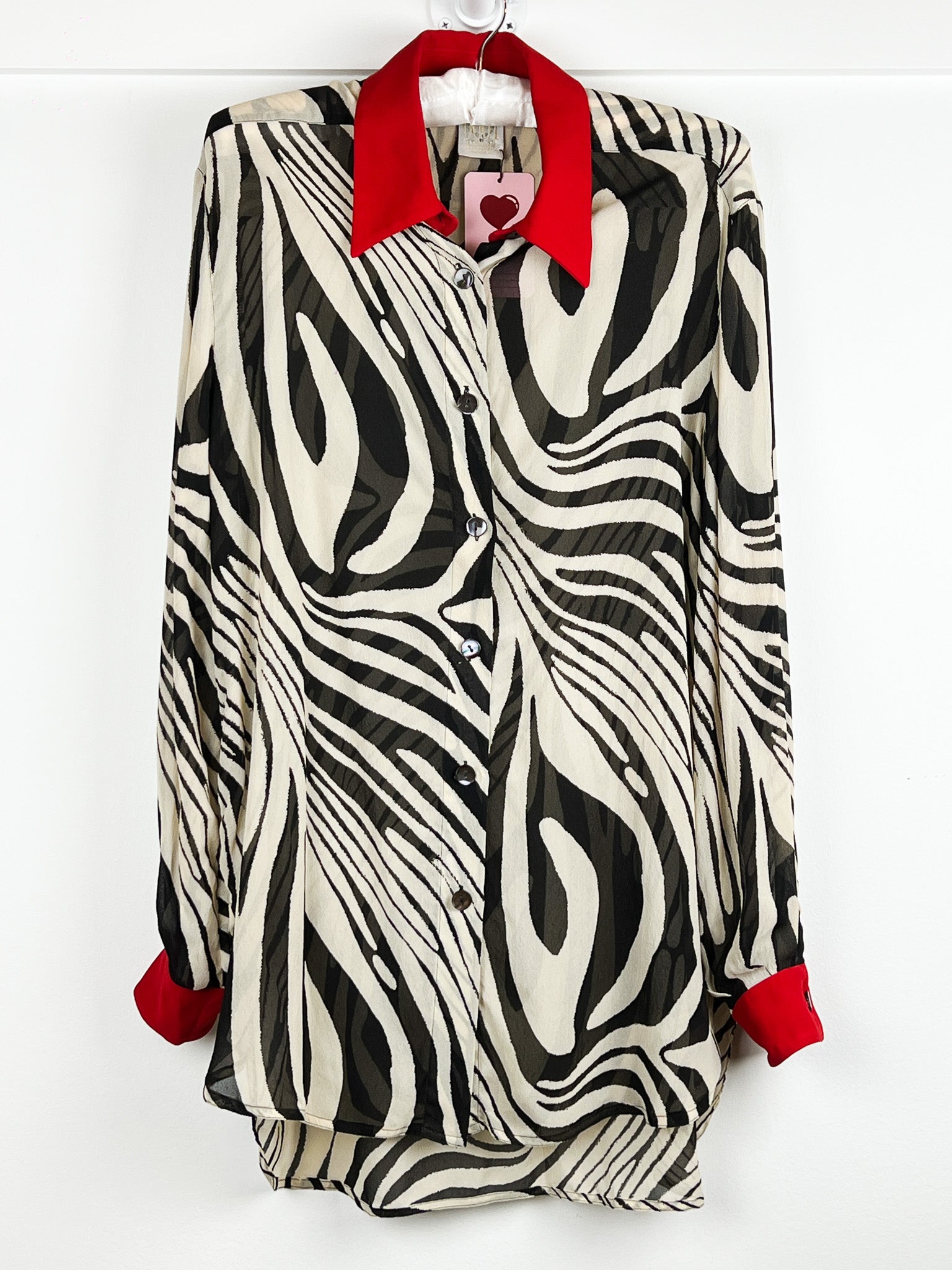 Studio 0101 by Ferre 1990s Zebra Print Silk Blend Blouse - M