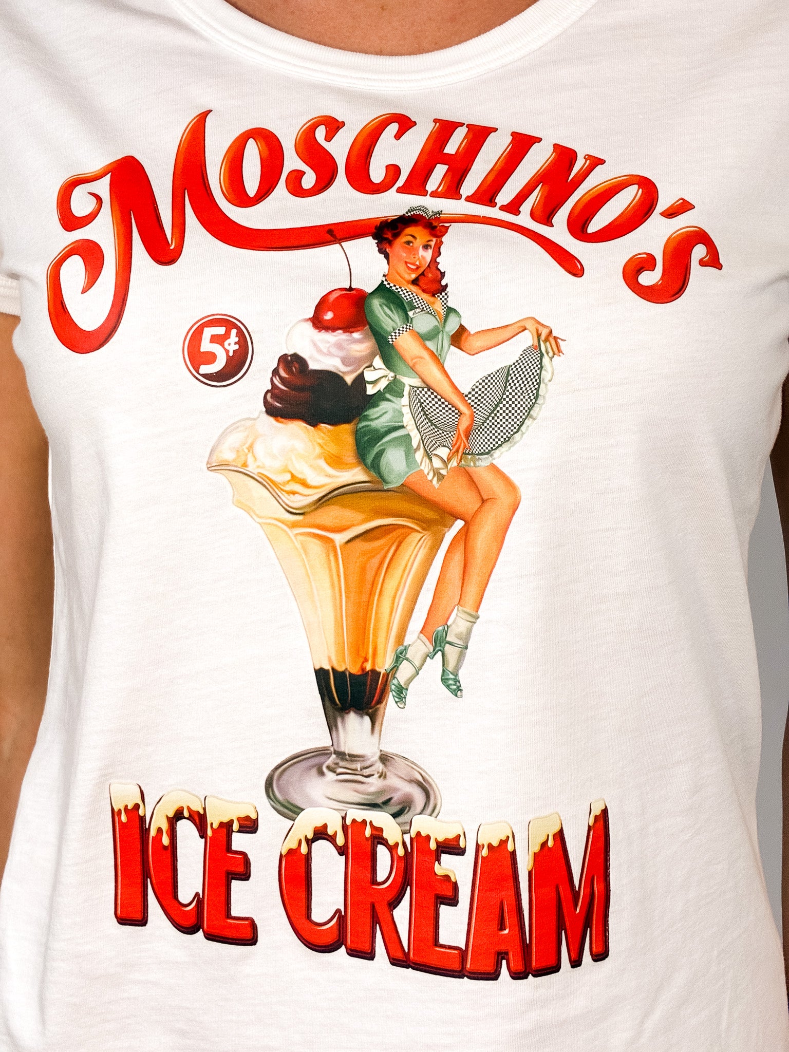 Moschino Couture Ice Cream Pin-Up Graphic Tee - M