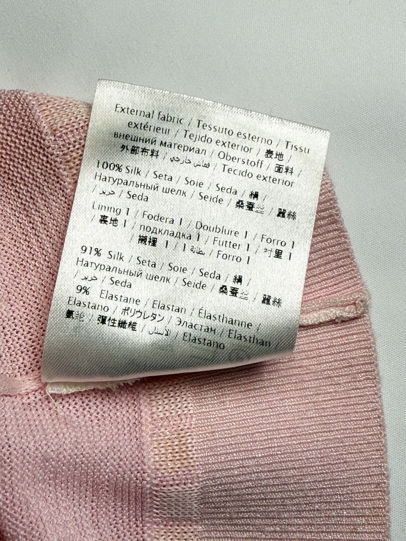 Valentino 2010s Pale Pink Silk Knit 3/4 Sleeve Top - S/M