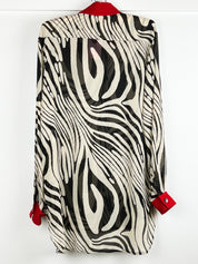Studio 0101 by Ferre 1990s Zebra Print Silk Blend Blouse - M