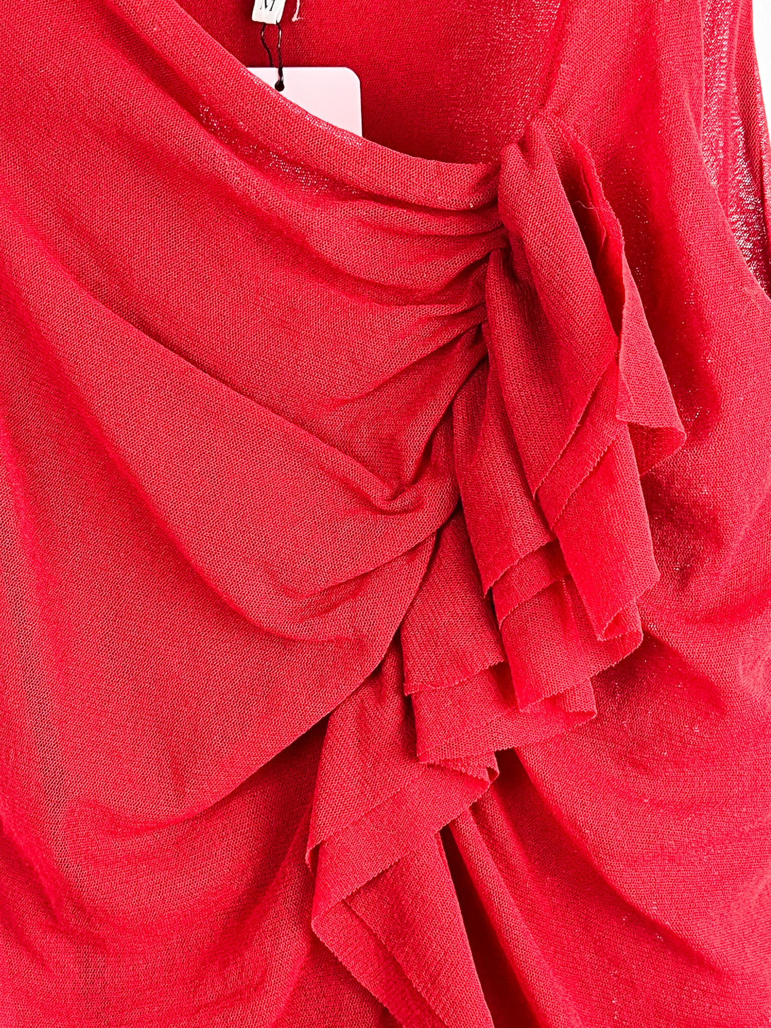 Jean Paul Gaultier Soleil 1990s Red Draped Ruffle Mini Dress - M