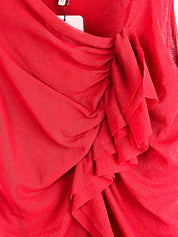 Jean Paul Gaultier Soleil 1990s Red Draped Ruffle Mini Dress - M