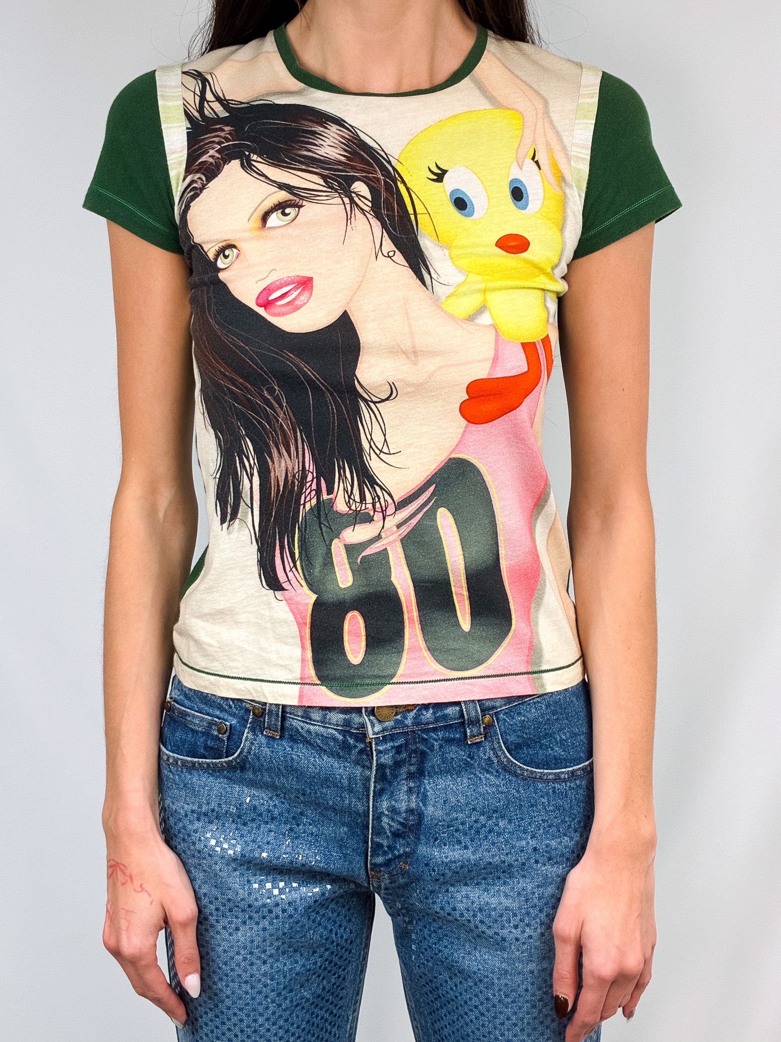 Custo Barcelona 2000s Tweety Illustrated Ringer Graphic Tee - S