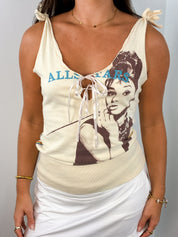 Ringspun 2000s Cream Studio 54 Holly Golightly Graphic Tank - M/L