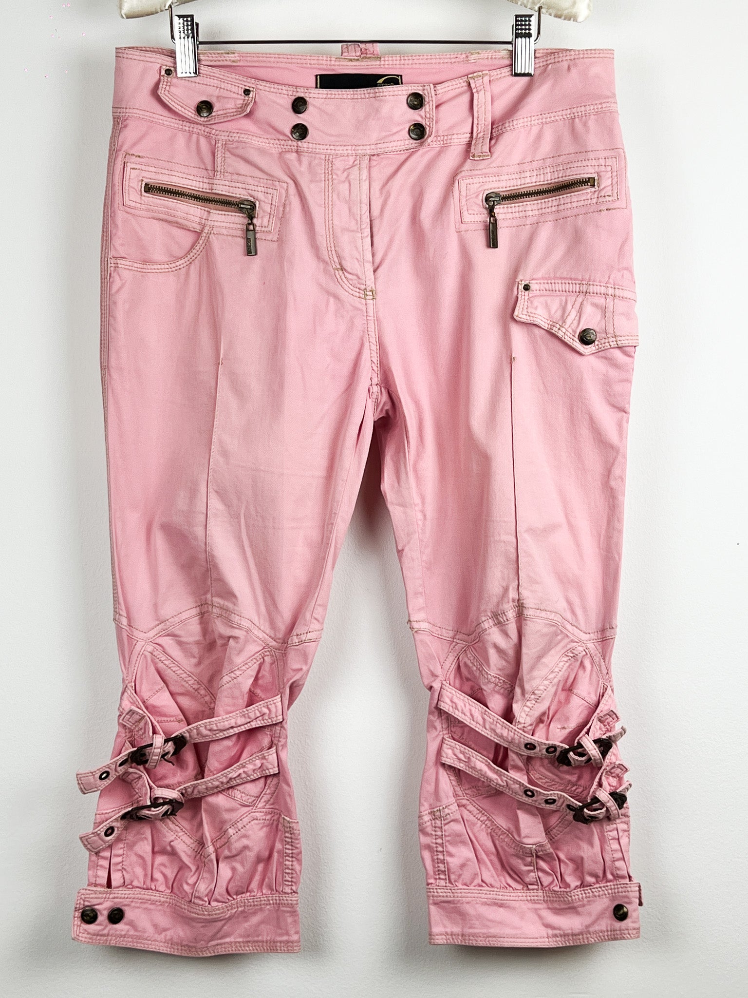Just Cavalli 2000s Pink Moto Cargo Capri Pants - W32