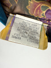 1990s Jewel Tone Floral Satin Wrap Robe - M