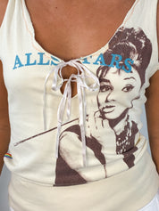 Ringspun 2000s Cream Studio 54 Holly Golightly Graphic Tank - M/L