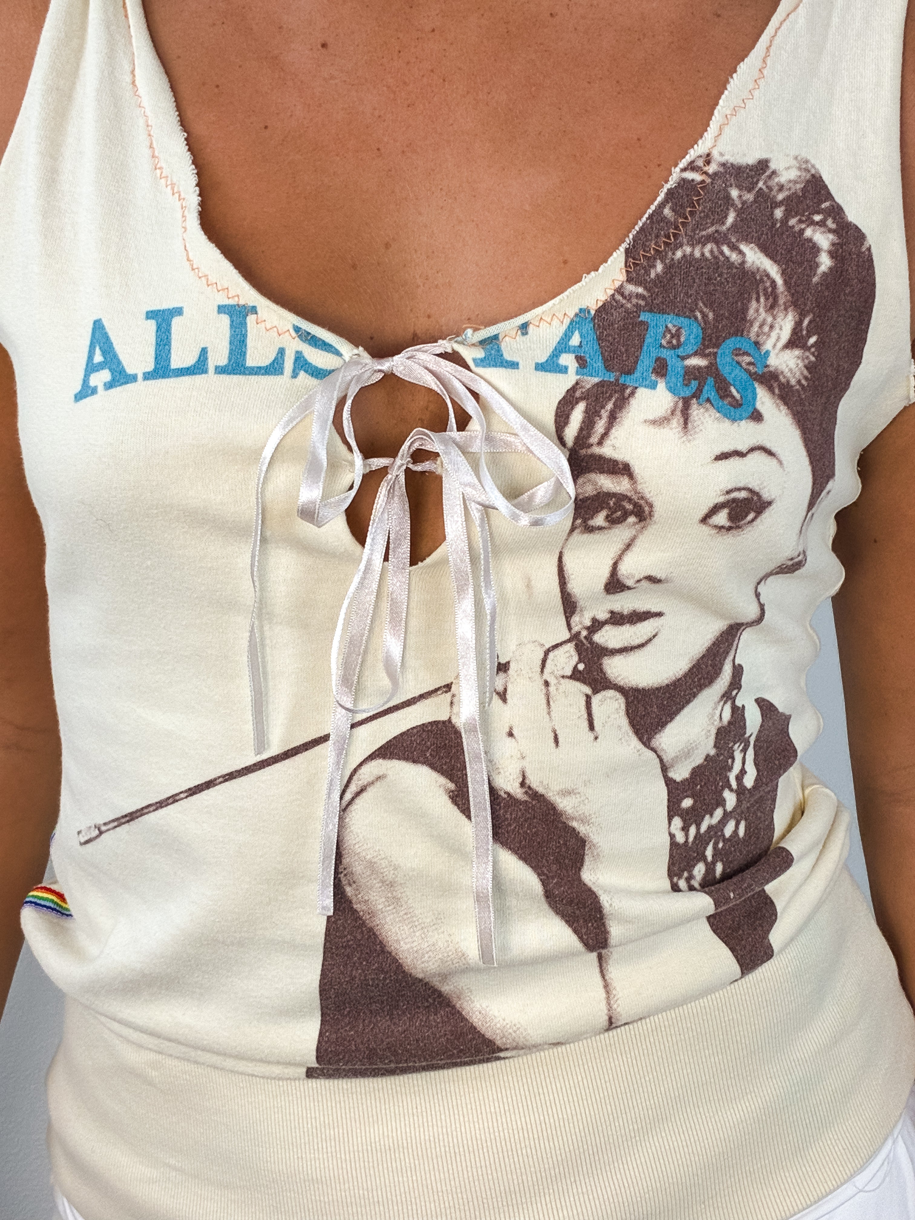 Ringspun 2000s Cream Studio 54 Holly Golightly Graphic Tank - M/L