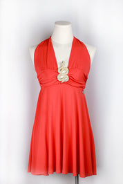Enzo Loco Hot Pink Coral Dress with Serpent Gold Hardware