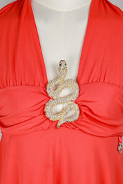 Enzo Loco Hot Pink Coral Dress with Serpent Gold Hardware
