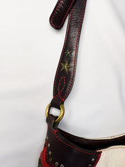 Moschino Jeans 2000s Studded Spellout Leather Shoulder Bag