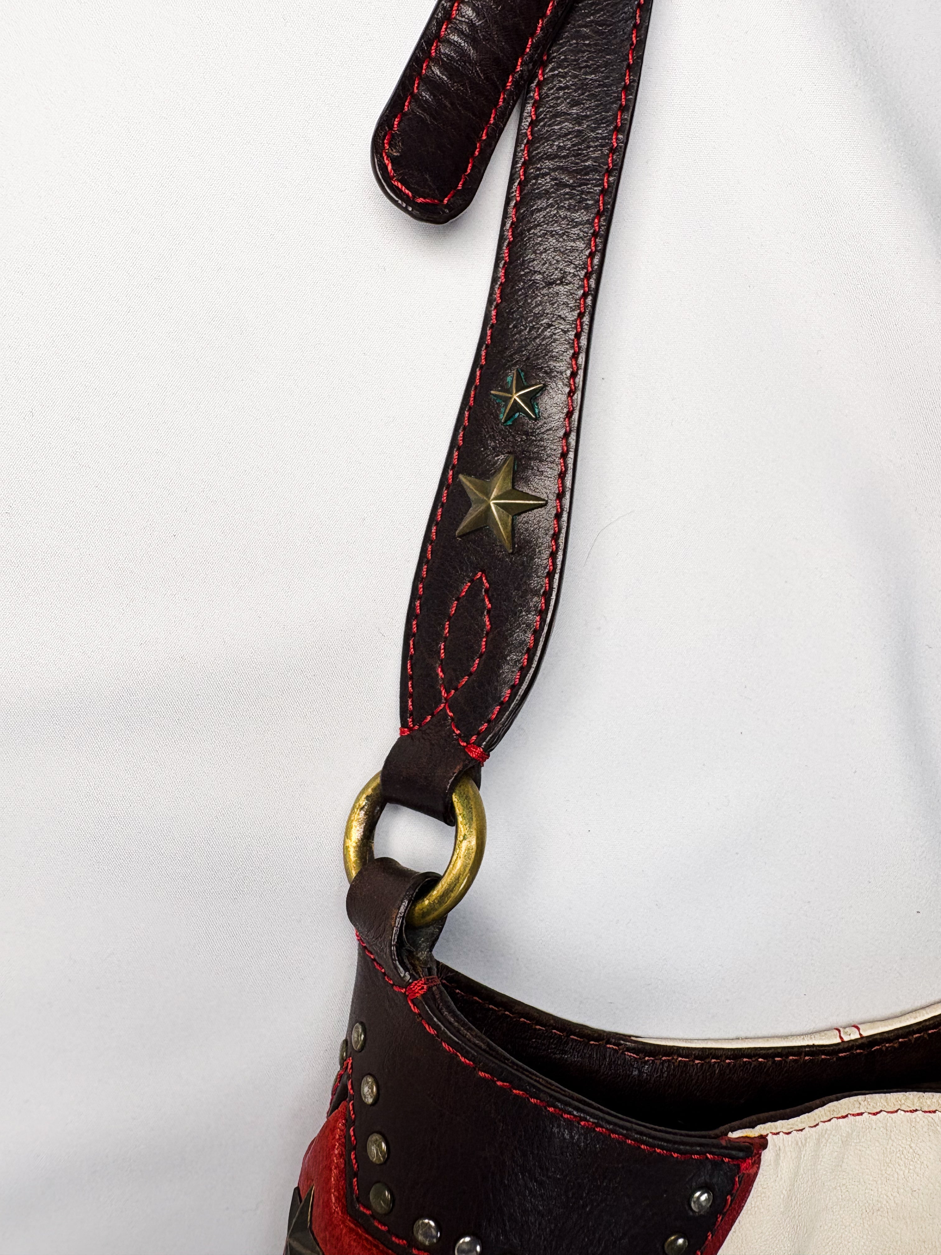 Moschino Jeans 2000s Studded Spellout Leather Shoulder Bag