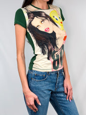 Custo Barcelona 2000s Tweety Illustrated Ringer Graphic Tee - S
