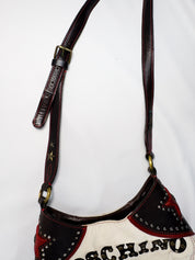 Moschino Jeans 2000s Studded Spellout Leather Shoulder Bag