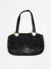 Gianfranco Ferré 2000s Black Woven Leather Top Handle Bag