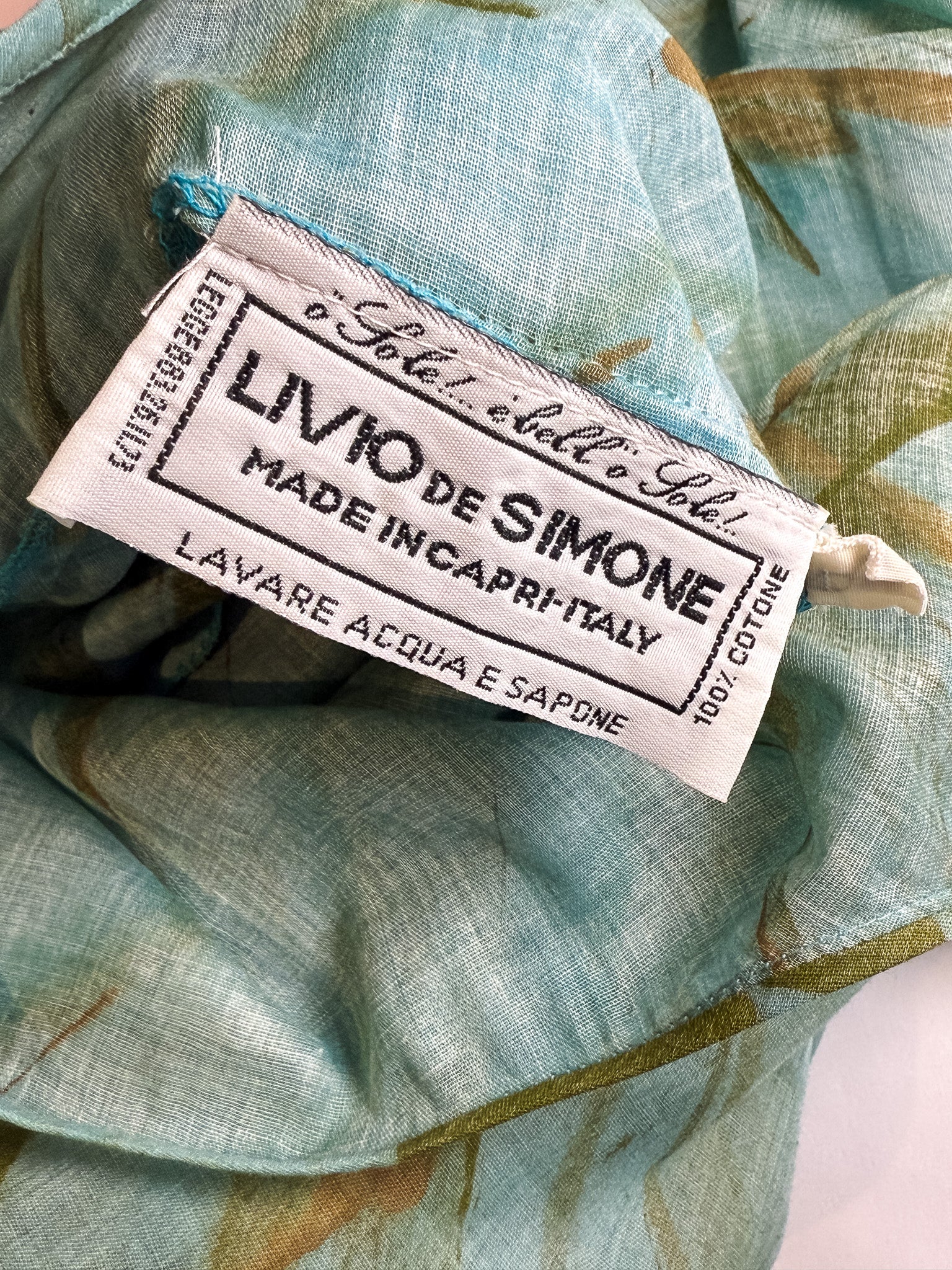 Livio De Simone 2000s Aqua Hand-Painted Drop-Waist Dress - L