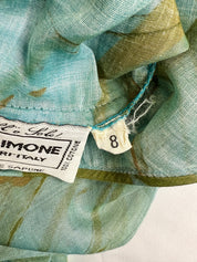 Livio De Simone 2000s Aqua Hand-Painted Drop-Waist Dress - L