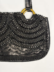 Gianfranco Ferré 2000s Black Woven Leather Top Handle Bag