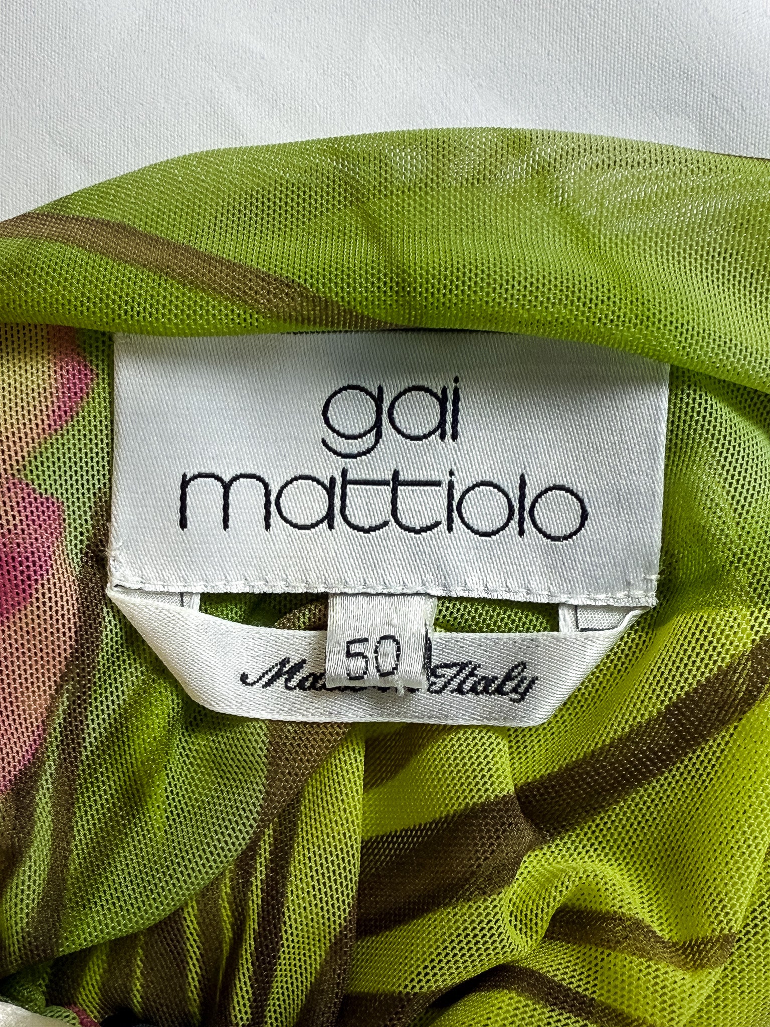 Gai Mattiolo 2000s Tropical Print Ruched Mesh Maxi Dress - M/L