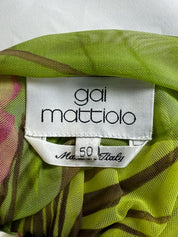 Gai Mattiolo 2000s Tropical Print Ruched Mesh Maxi Dress - M/L