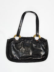 Gianfranco Ferré 2000s Black Woven Leather Top Handle Bag