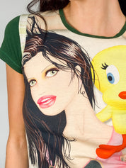 Custo Barcelona 2000s Tweety Illustrated Ringer Graphic Tee - S