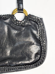 Gianfranco Ferré 2000s Black Woven Leather Top Handle Bag